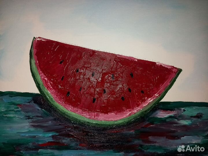 Картина на холсте долька арбуза