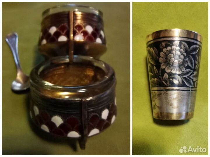 Мельхиоровые солонки, северная чернь из СССР