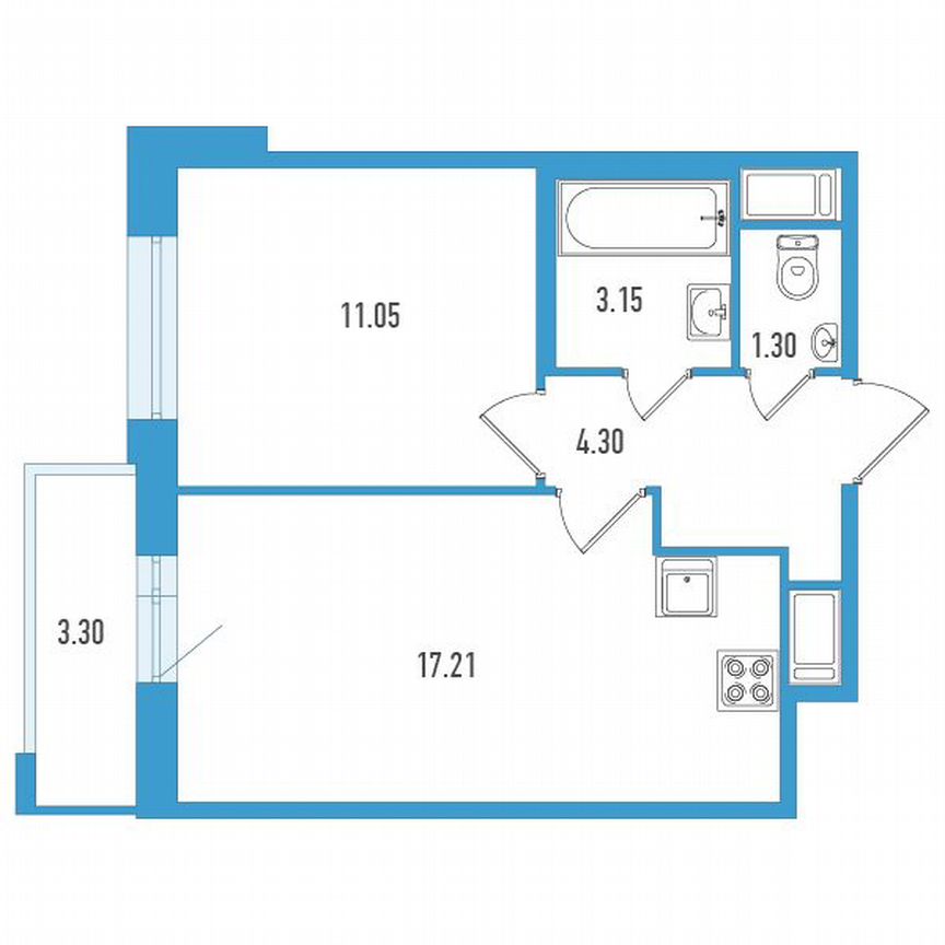 1-к. квартира, 38 м², 7/13 эт.