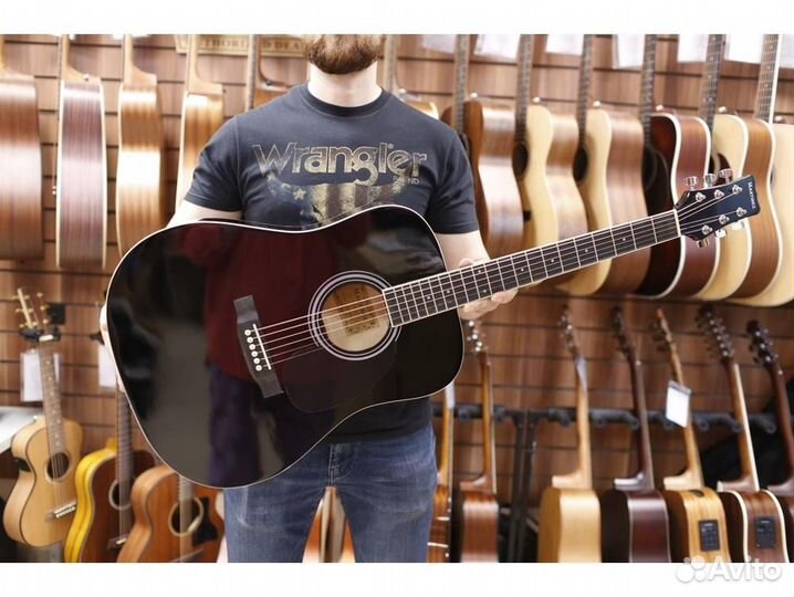 Martinez FAW - 702 / B акустическая гитара, чёрная