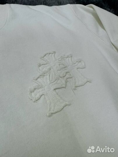 Свитшот Chrome Hearts белый с нашивными крестами
