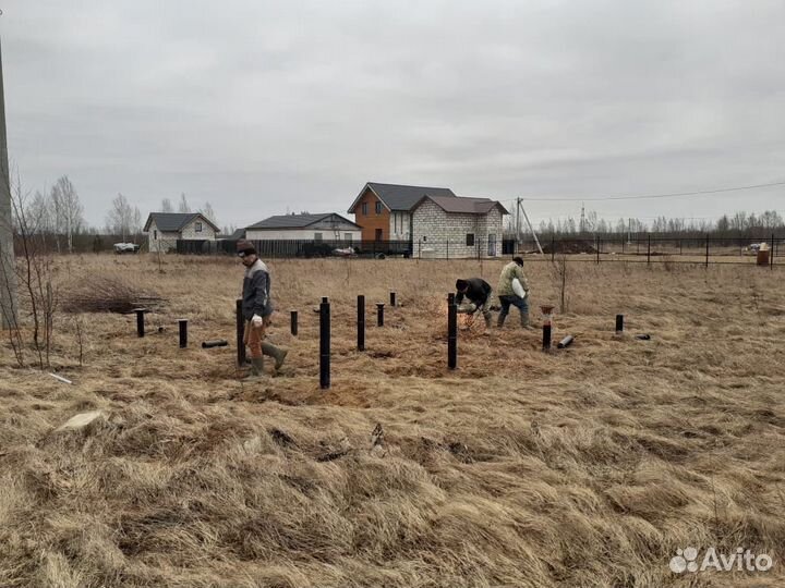 Фундамент / Винтовые сваи / Монтаж винтовых свай