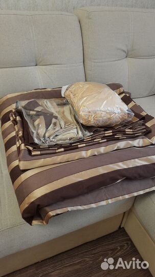 Комплект шторы+тюль+покрывало/одеяло+наволочки