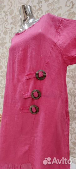 Платье фуксия Италия лен и шелк 52-54