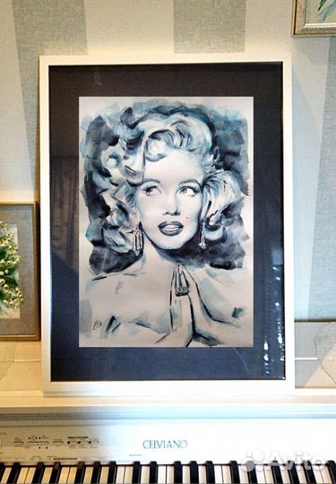 Картина Мерлин Монро А3 акварель Мэрилин Монро
