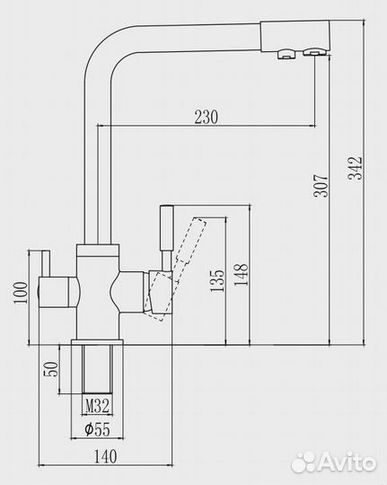 Смеситель для кухни Savol s-l1801h-1 Черный