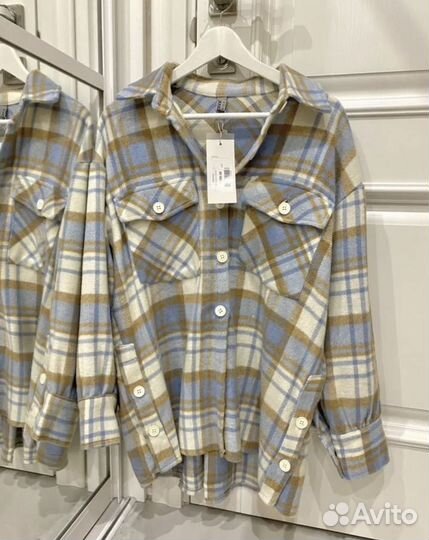 Рубашка женская теплая в клетку