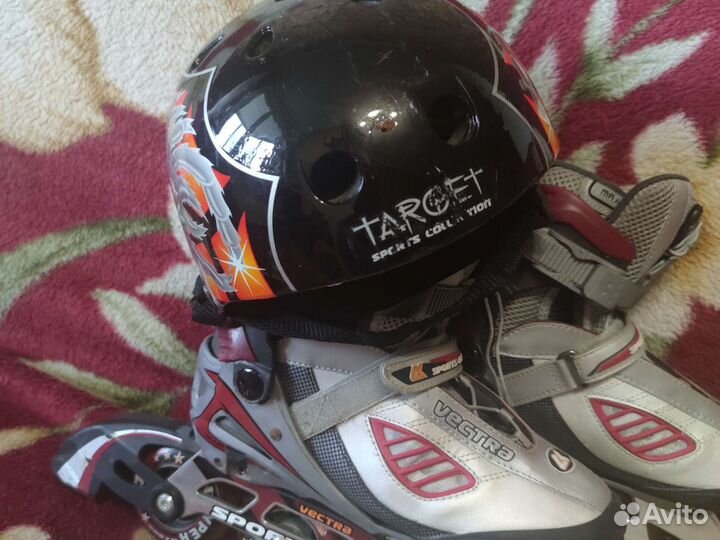 Ролики раздвижные Vectra max fit р.37-40 + шлем