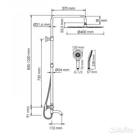 Душевая система wasserkraft A188.117.101.010.CH