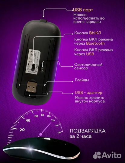 Мышка беспроводная бесшумная