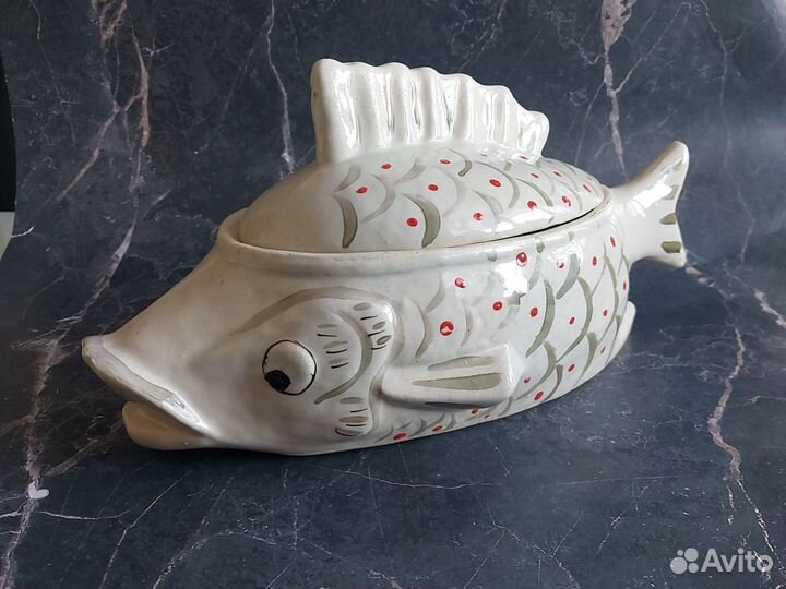 Форма для запекания Осётр советская керамика СССР