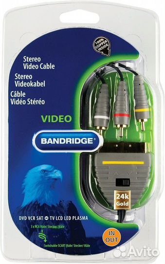 Аудио-видео шнур Scart-3RCA 2 m Bandridge BVL5602