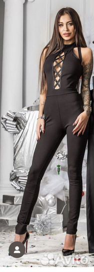 Комбинезон женский вечерний черный