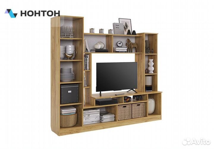 Мини-стенка Токио дуб крафт золотой / белое дерево