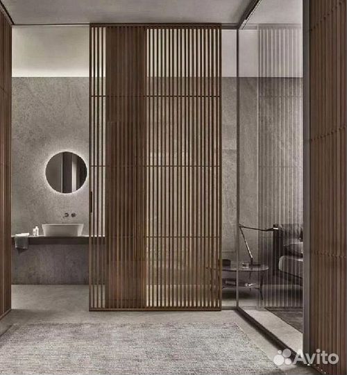 Раздвижные реечные перегородки для зонирования