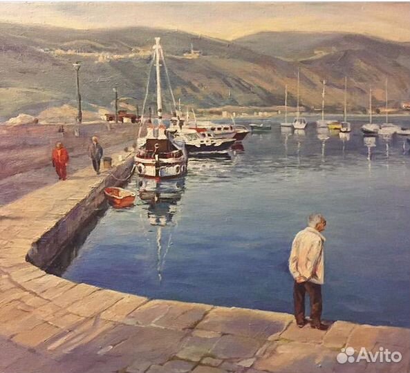 Картина маслом. Пейзаж «Причал. Монтенегро»