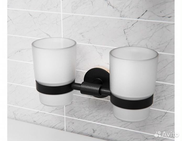 Стакан для ванной с держателем двойной стекло проз