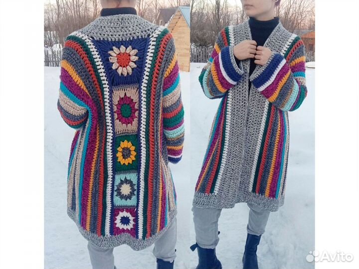 Кардиган бохо вязаный