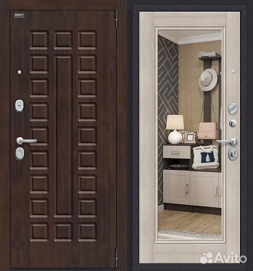 Входная дверь с зеркалом Портика 51 П61 Капучино