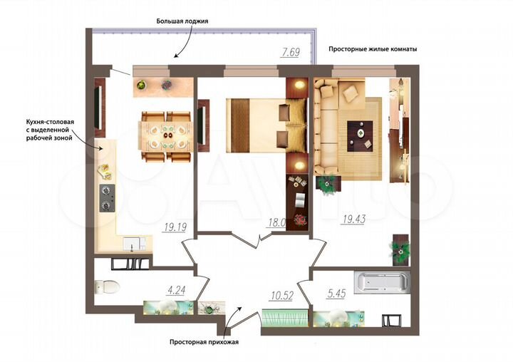 2-к. квартира, 79,1 м², 19/19 эт.