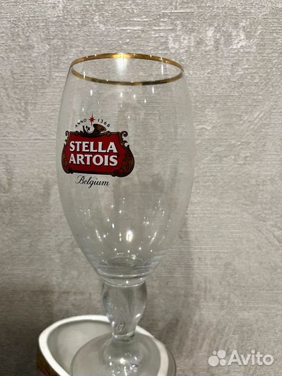 Бокалы stella artois, пивные кружки lowenbrau