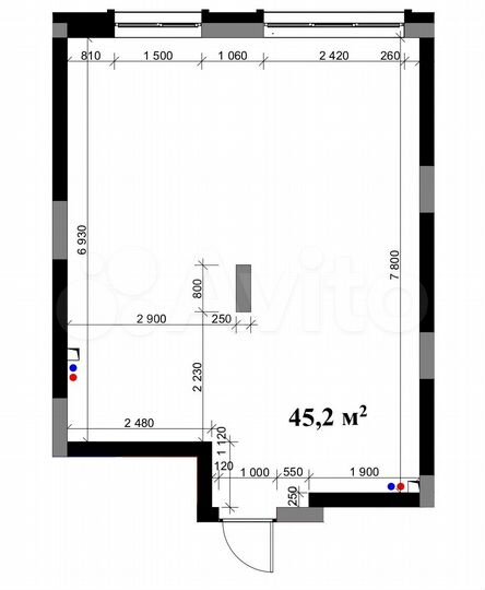 Своб. планировка, 45,2 м², 2/15 эт.