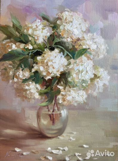 Картина маслом Гортензии