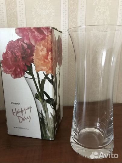 Ваза для цветов стекло Богемия (Чехия)