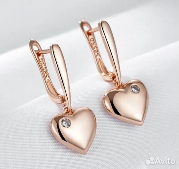 Серьги позолоченные Сердце