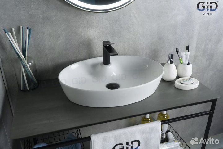 Накладная белая раковина для ванной Gid N9436