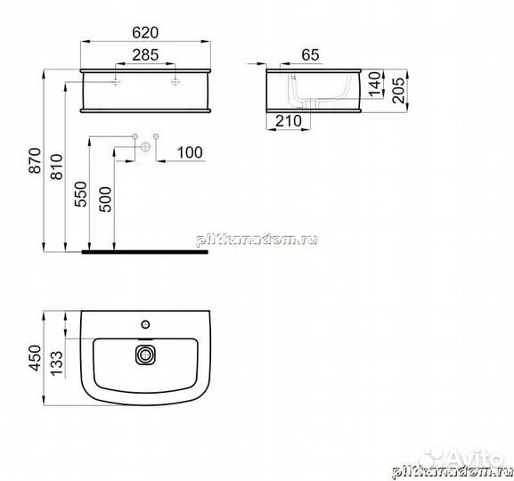 Noken Chelsea N303220342 Раковина подвесная со сливом и креплениями