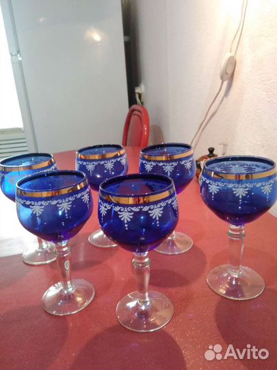 Фужеры из цветного стекла,Гусь хрустальный