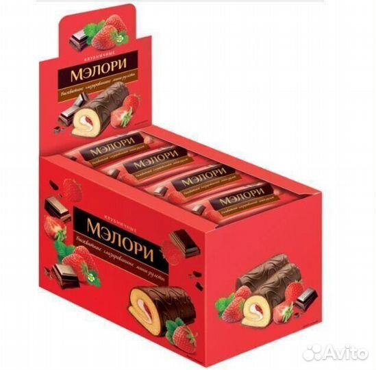 Опт - Мини-рулет Мэлори бисквитный с Клубничной н