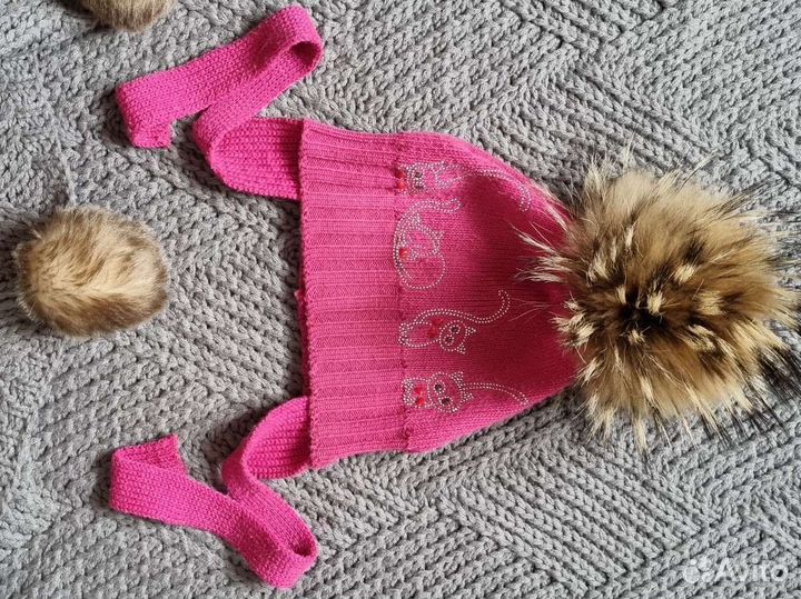 Шапка демисезонная 52 с котиками