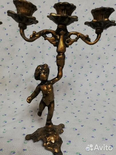 Старые подсвечники Путти Канделябр пара