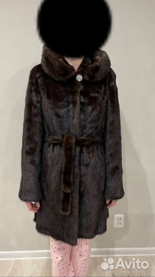 Шуба норковая с капюшоном
