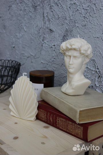 Свеча «Ракушка» 100 соевый воск. Размер 11 см. Руч