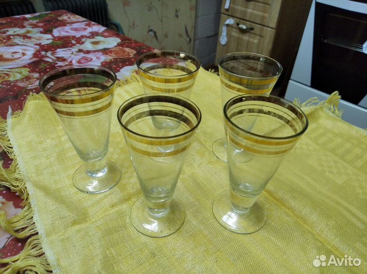 Стопки и рюмки ссср, тонкое стекло с позолотой