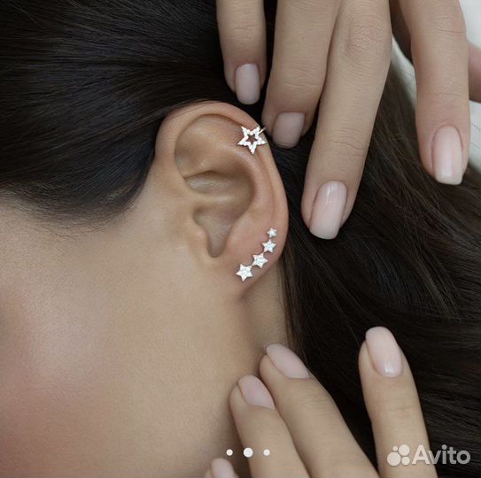 Серьги каффы серебро momnt