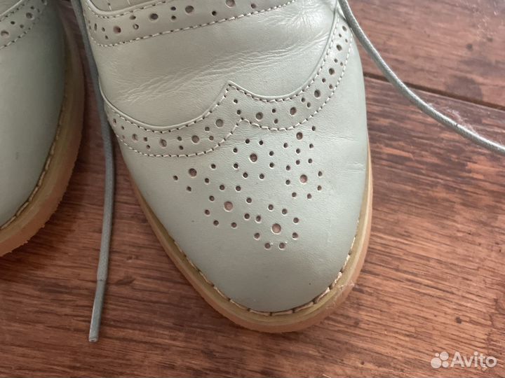 Ботинки мятного цвета кожа весенние летние