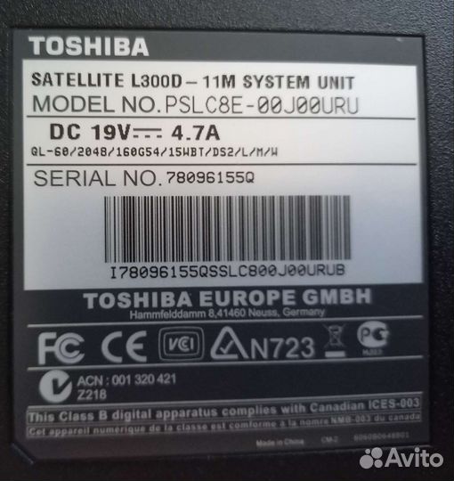 Ноутбук Toshiba L300d