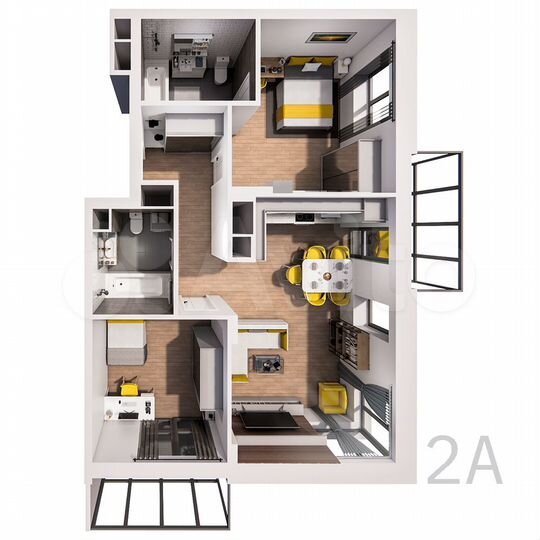 2-к. квартира, 78,5 м², 13/25 эт.