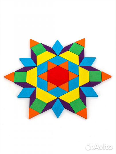 Пазл-мозаика из дерева цветная