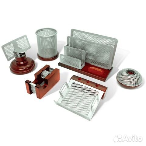 Канцелярские наборы из дерева и металла, кожи