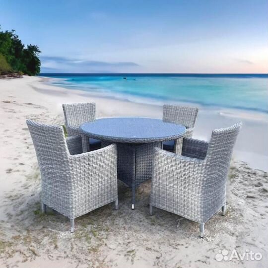 Комплект плетеной мебели AM-395C-T395 Grey 4Pcs (4