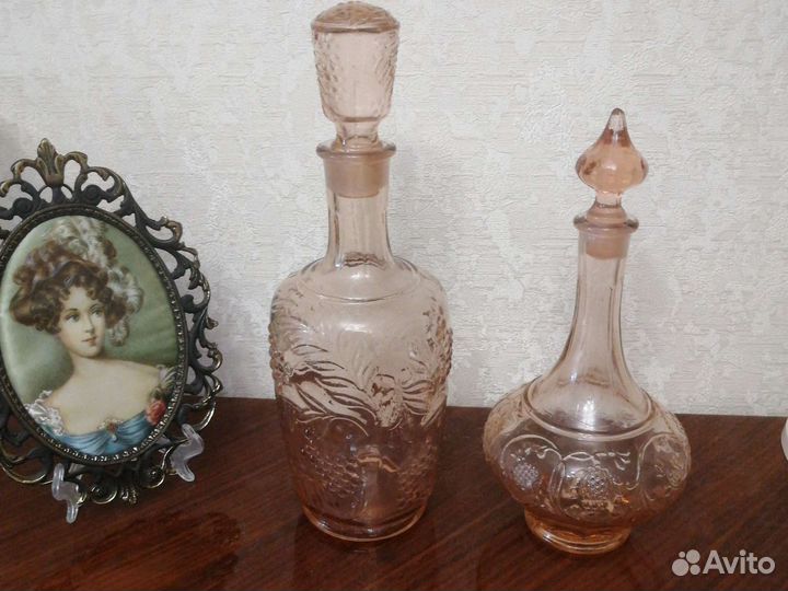 Графин Рябина цветное стекло СССР