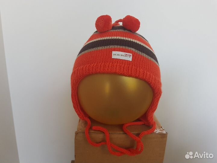 Теплая шапка для мальчиков красная Kerry р 48