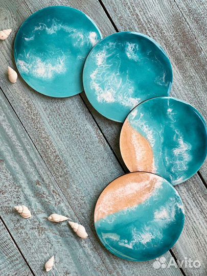 Подставки под бокалы с эпоксидной смолой