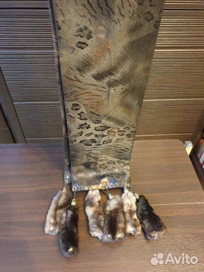 Шарф женский шелковый с мехом