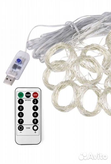 Новогодняя гирлянда штора 3*3м